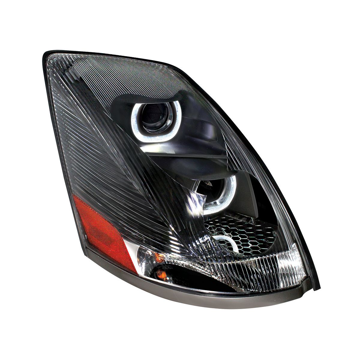 Blackout Projection Headlight With White LED Light Bar For 2003-2017 Volvo VN/VNL - Passenger