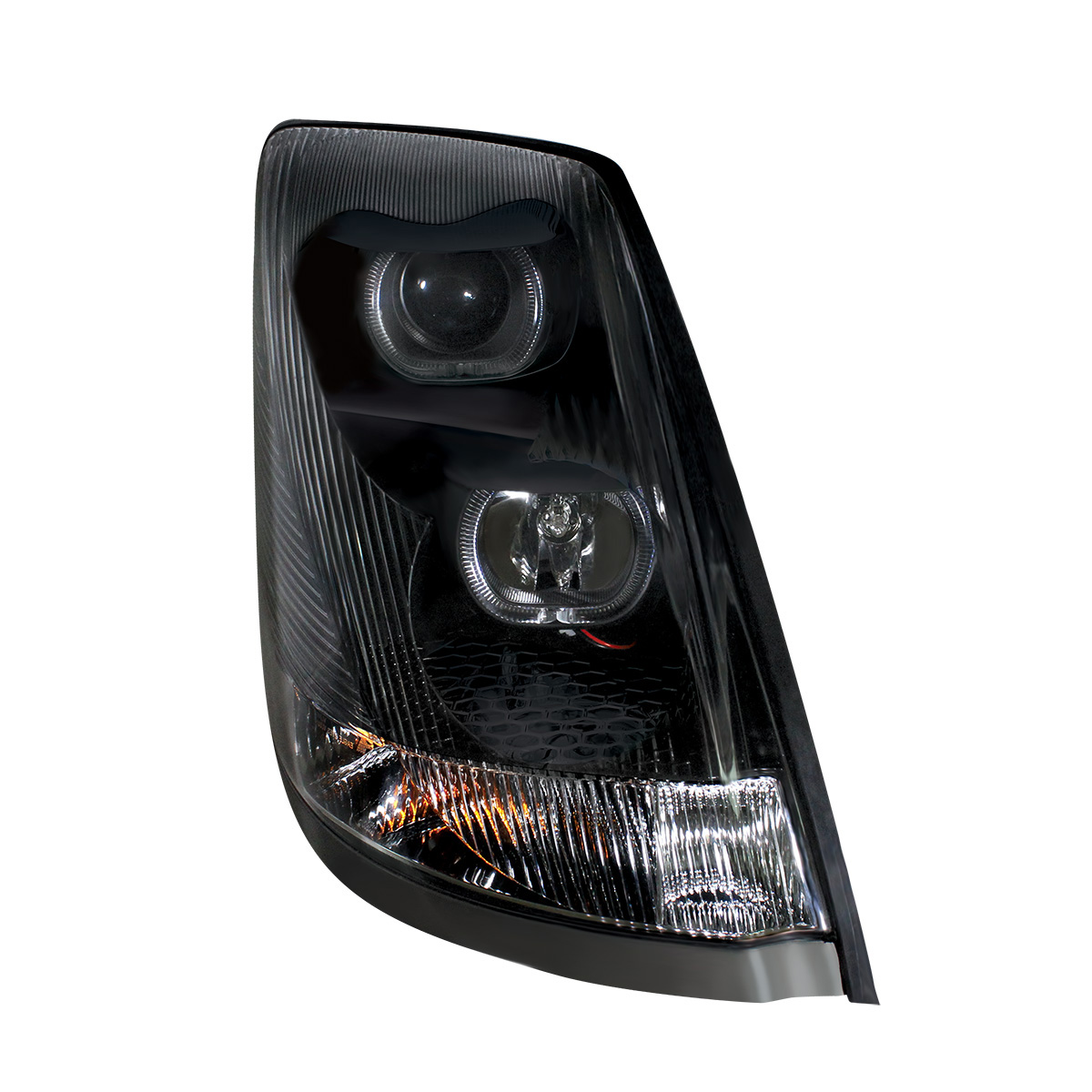 Blackout Projection Headlight With White LED Light Bar For 2003-2017 Volvo VN/VNL - Passenger - Thumbnail 4