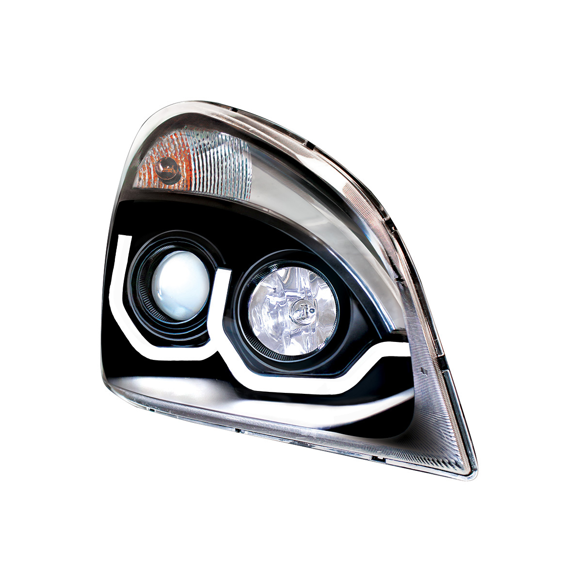 Blackout Projection Headlight With White LED Position Light For 2008-2017 Freightliner Cascadia - Passenger - Thumbnail 3