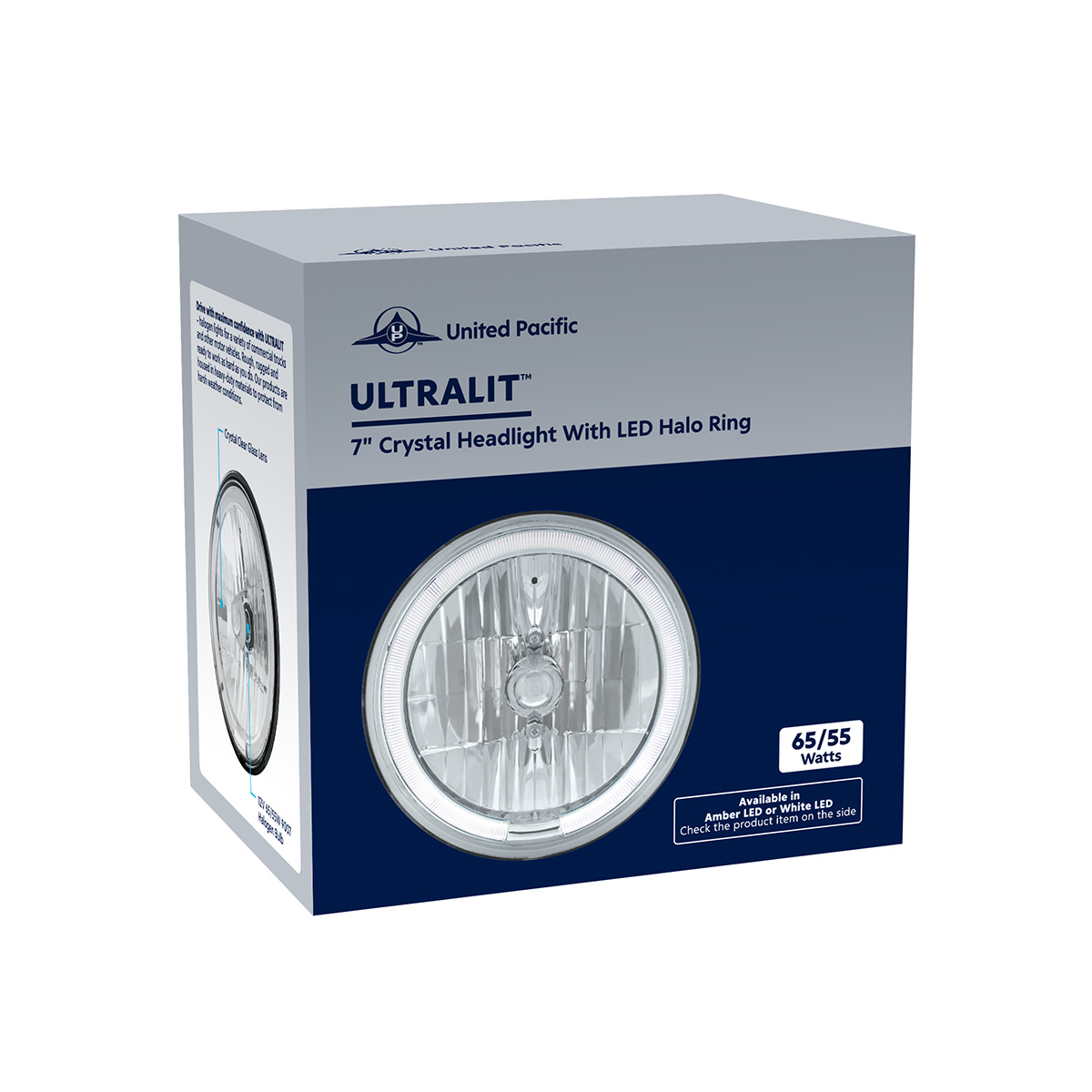 7" Crystal Headlight With Amber LED Halo Ring - Thumbnail 5