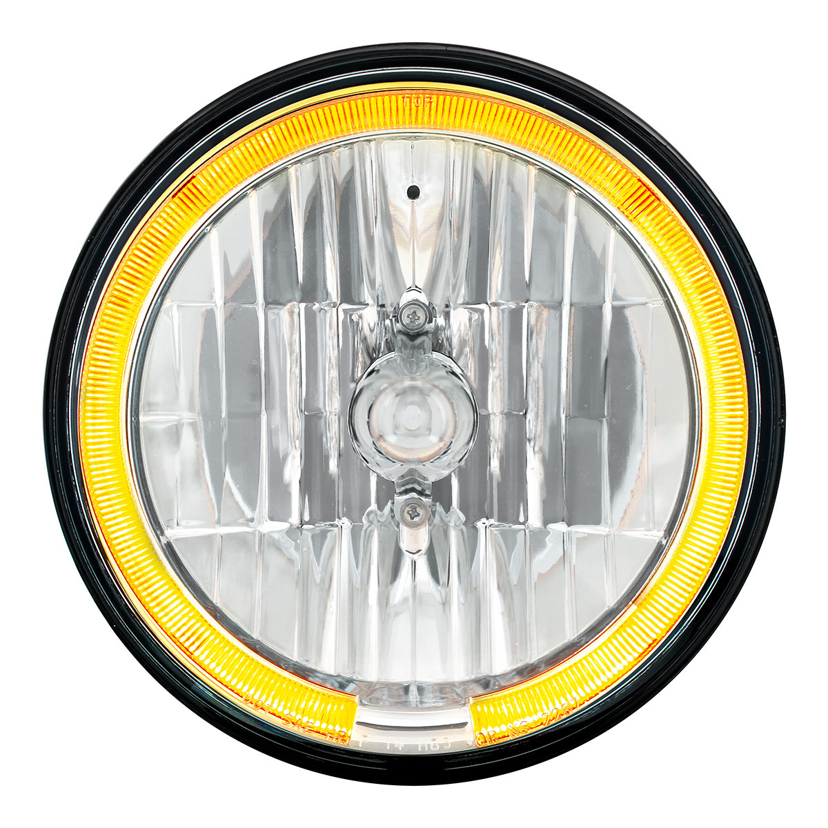 7" Crystal Headlight With Amber LED Halo Ring - Thumbnail 8