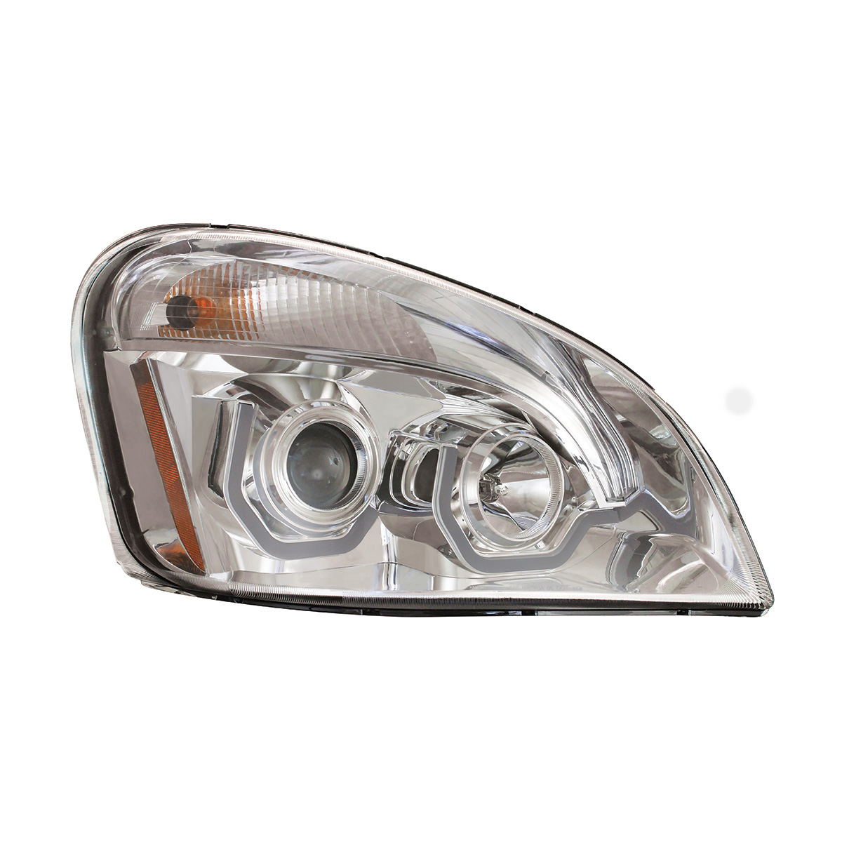 Chrome Projection Headlight With White LED Position Light For 2008-2017 Freightliner Cascadia - Passenger - Thumbnail 2