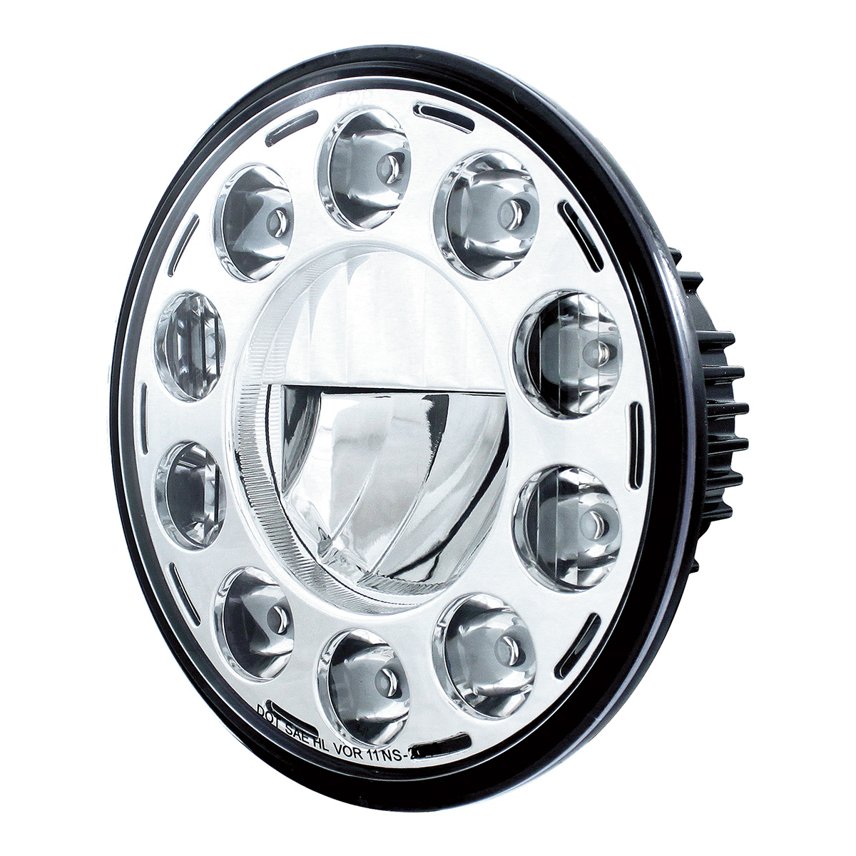 ULTRALIT - 11 High Power LED 7" Crystal Headlight - Chrome - Thumbnail 2