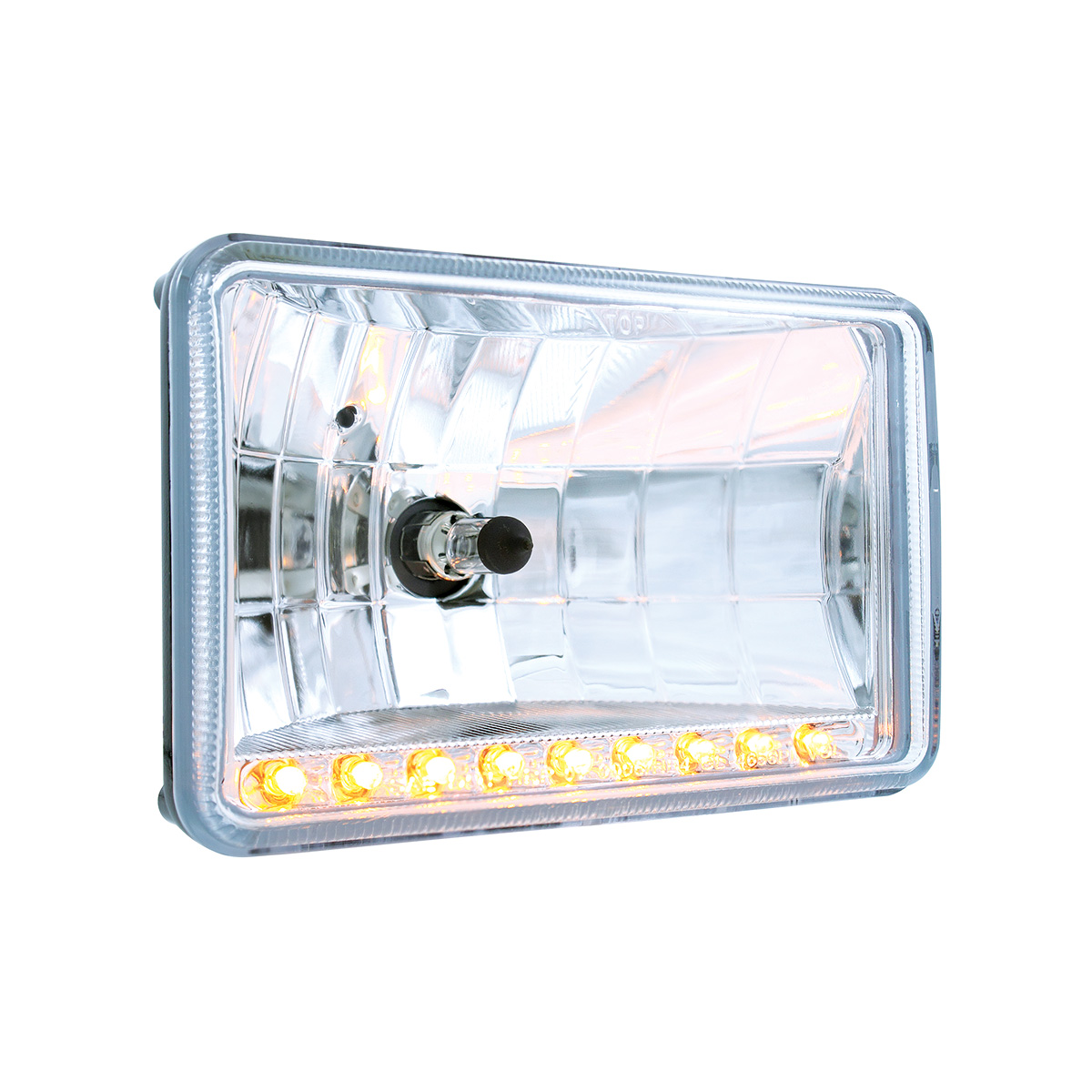 4" X 6" Crystal Headlight With 9 Amber LED Position Light - Low Beam - Thumbnail 2