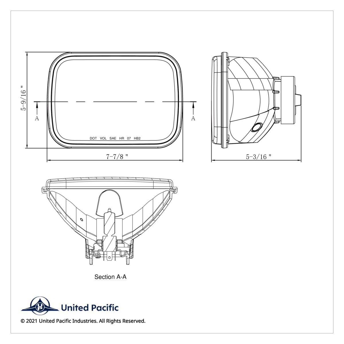 5" X 7" Crystal Rectangular Headlight - Plastic Lens - Thumbnail 8
