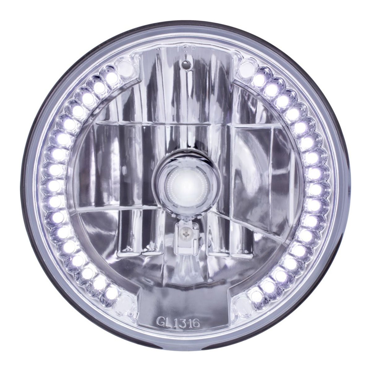 7" Crystal Headlight With 34 White LED Position Light