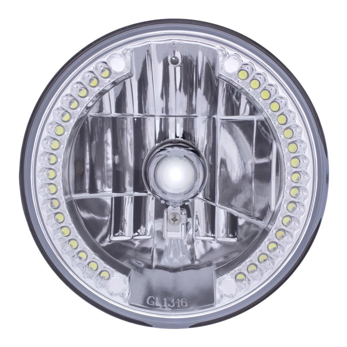 7" Crystal Headlight With 34 White LED Position Light - Thumbnail 2