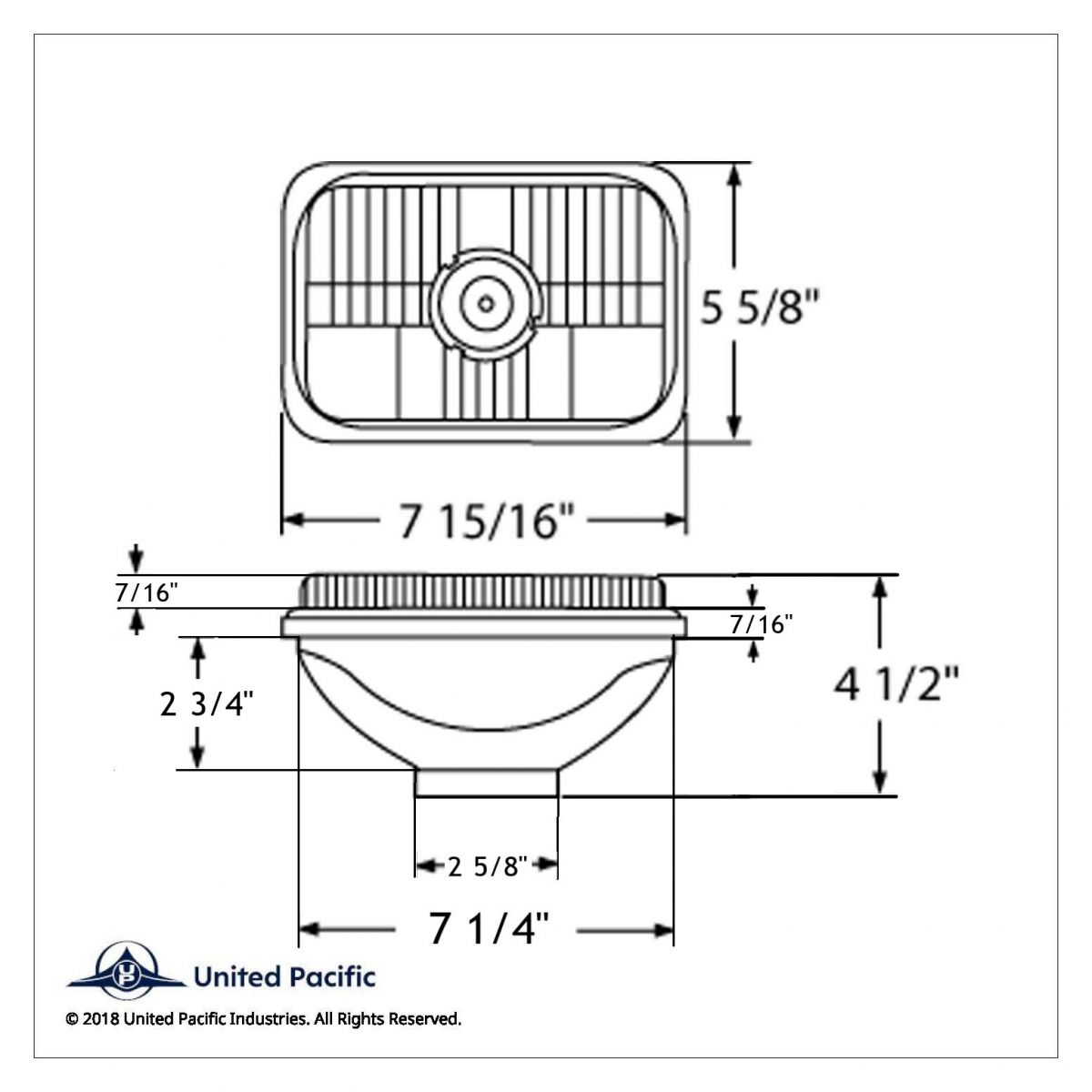 5" X 7" Crystal Rectangular Headlight, Glass Lens - Thumbnail 5