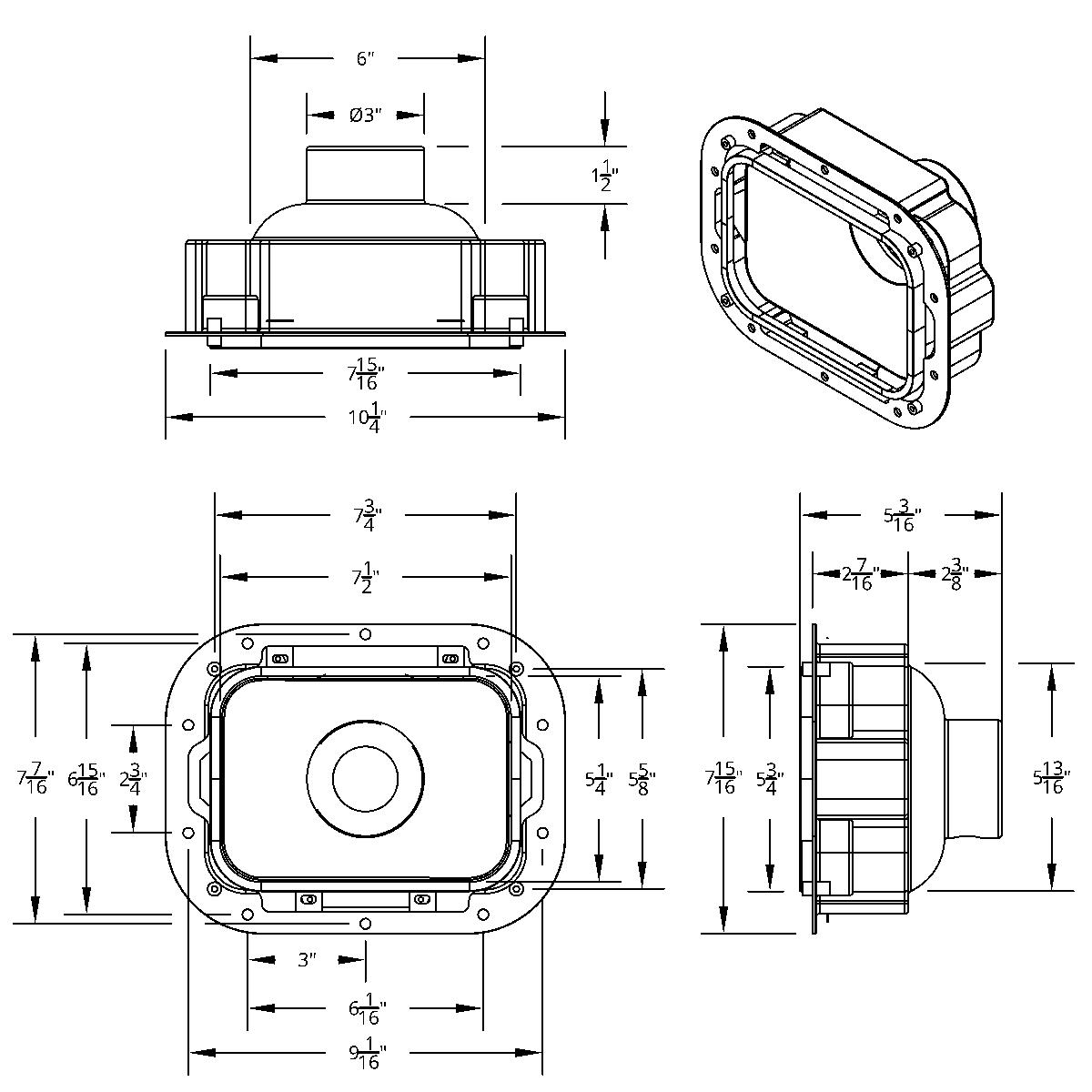5" x 7" Headlight Bucket For Peterbilt & Kenworth - Thumbnail 5