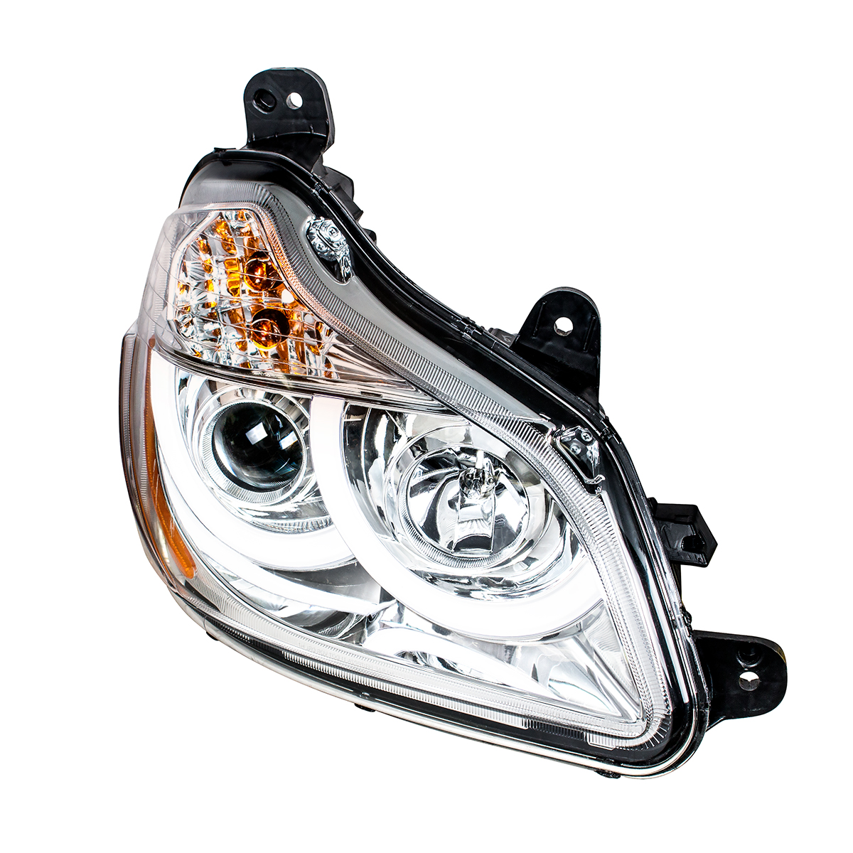 Chrome Projection Headlight With LED Position Light For 2013-2021 Kenworth T680 - Passenger - Thumbnail 3