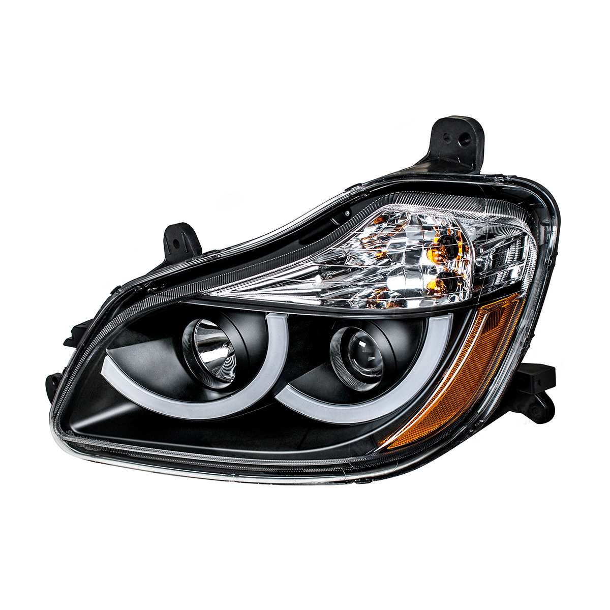 Black Projection Headlight With LED Position Light For 2013-2021 Kenworth T680 - Driver - Thumbnail 2