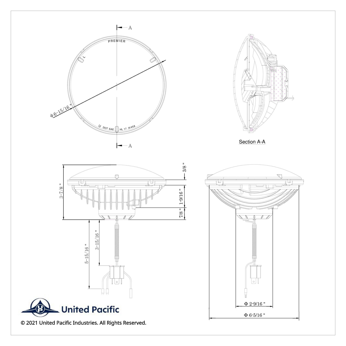 ULTRALIT - High Power LED 7" Headlight With Turn Signal & Amber Position Light Bar - Thumbnail 9