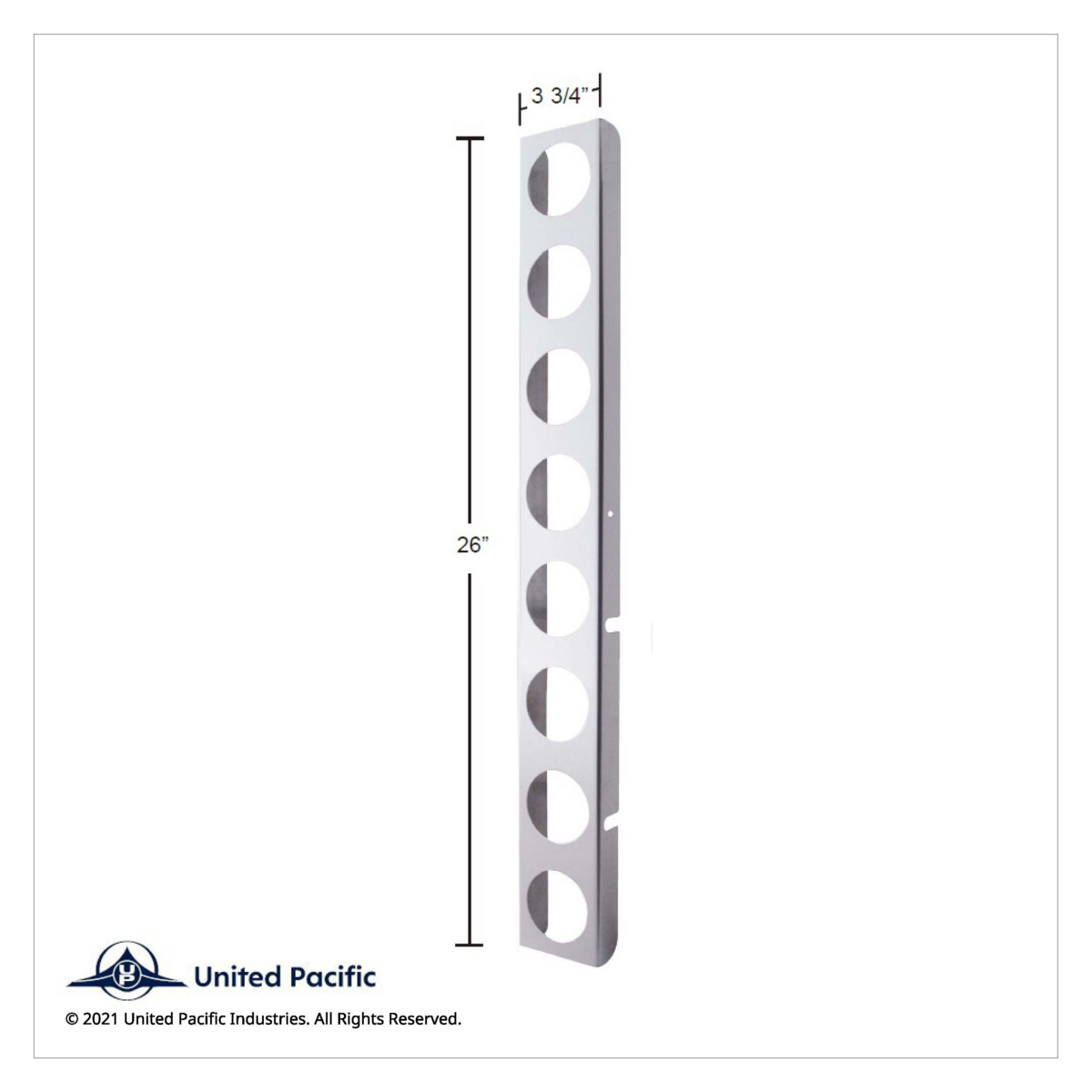 Peterbilt Stainless Rear Air Cleaner Bracket Only - 16 Light Cutouts - Thumbnail 3