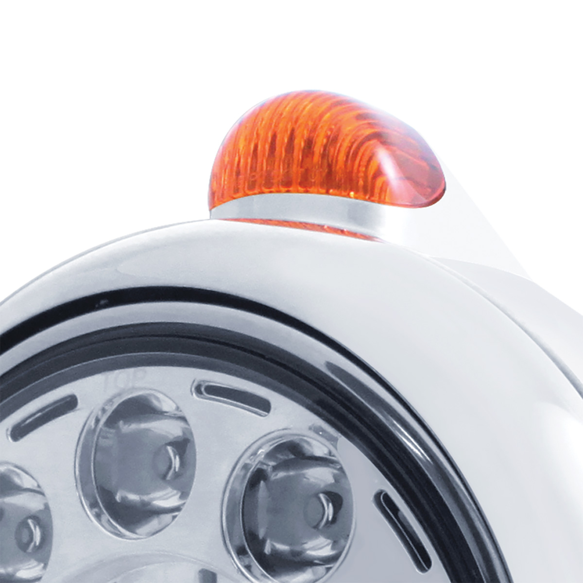 Chrome Guide 682-C Headlight 11 LED Bulb & Dual Mode LED Signal - Amber Lens - Thumbnail 2