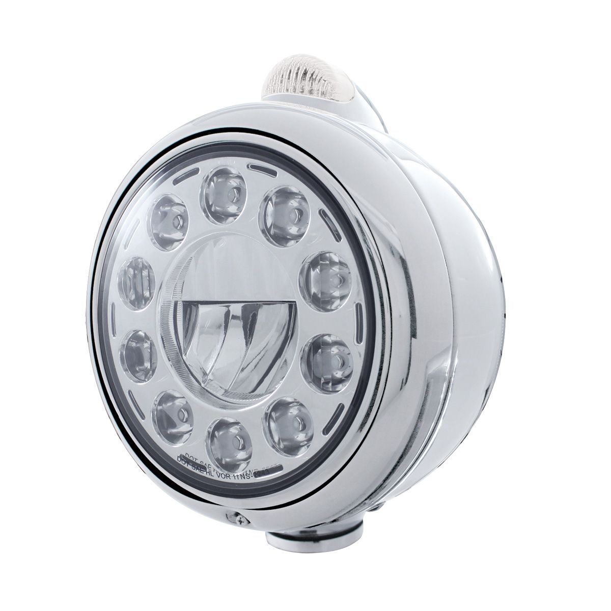 Chrome Guide 682-C Headlight 11 LED Bulb & Dual Mode LED Signal - Clear Lens