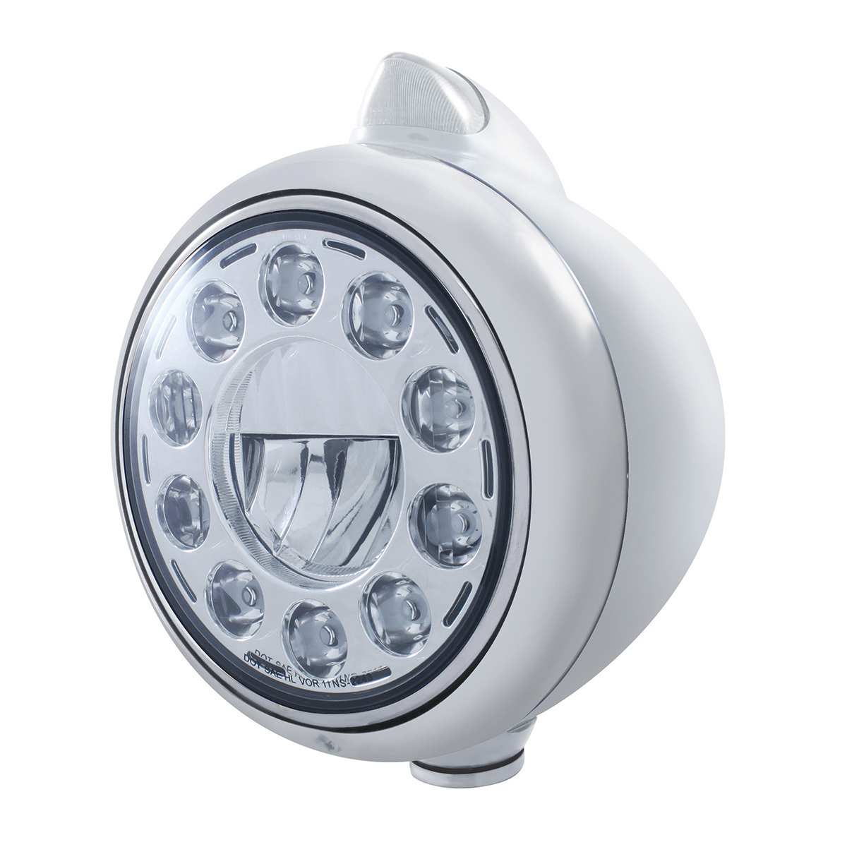Stainless Steel Guide 682-C Headlight 11 LED Bulb & Original Style LED Signal - Clear Lens - Thumbnail 3