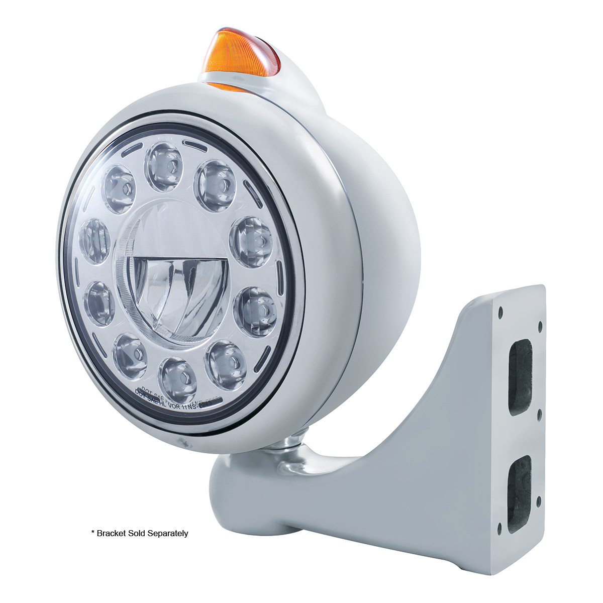 Chrome Guide 682-C Headlight 11 LED Bulb & Original Style LED Signal - Amber Lens - Thumbnail 2