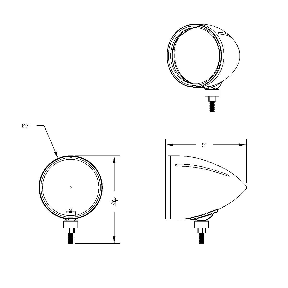 Black "BILLET" Style Groove Headlight Housing - Thumbnail 6
