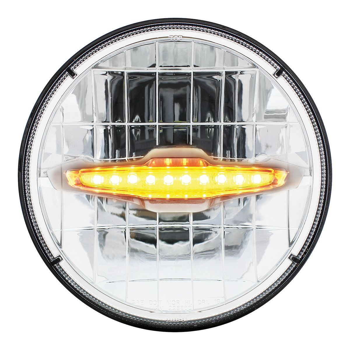 ULTRALIT - 3 High Power LED 7" Headlight With 10 Amber LED Position Light