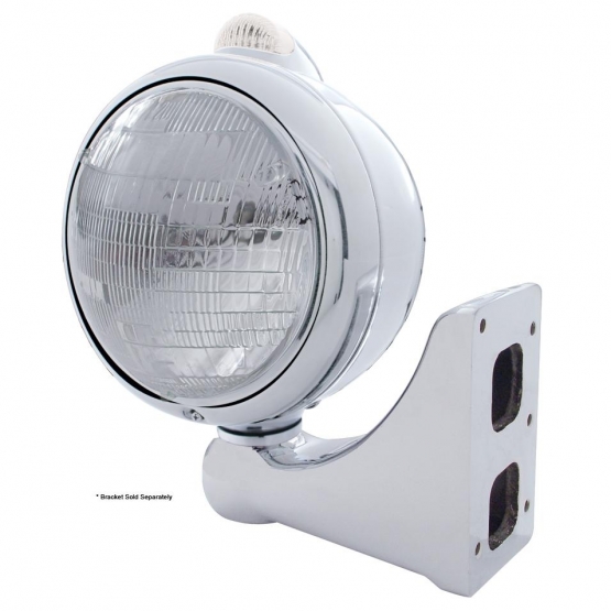 Stainless Steel Guide 682-C Style Headlight 6014 & LED Turn Signal - Clear Lens - Thumbnail 4