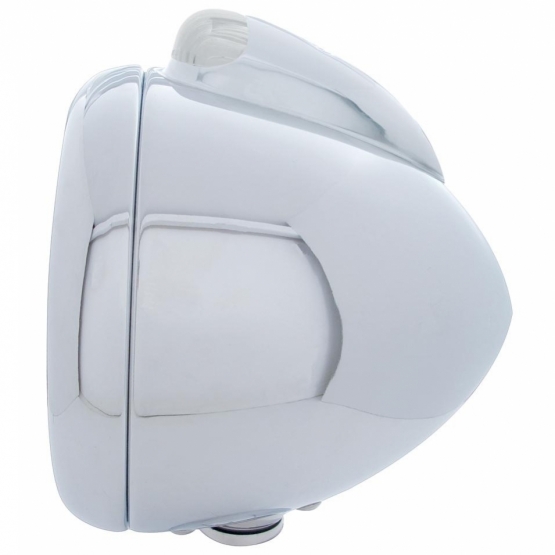 Stainless Steel Guide 682-C Style Headlight H4 & LED Turn Signal - Clear Lens - Thumbnail 3