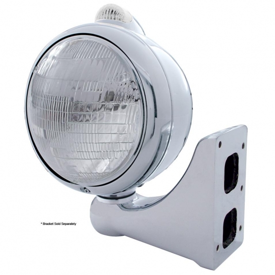 Chrome Guide 682-C Style Headlight 6014 & LED Turn Signal - Clear Lens - Thumbnail 4