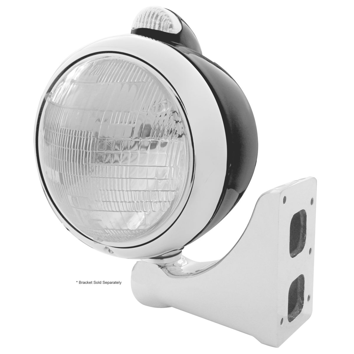 Black Guide 682-C Style Headlight 6014 & LED Turn Signal - Clear Lens - Thumbnail 3