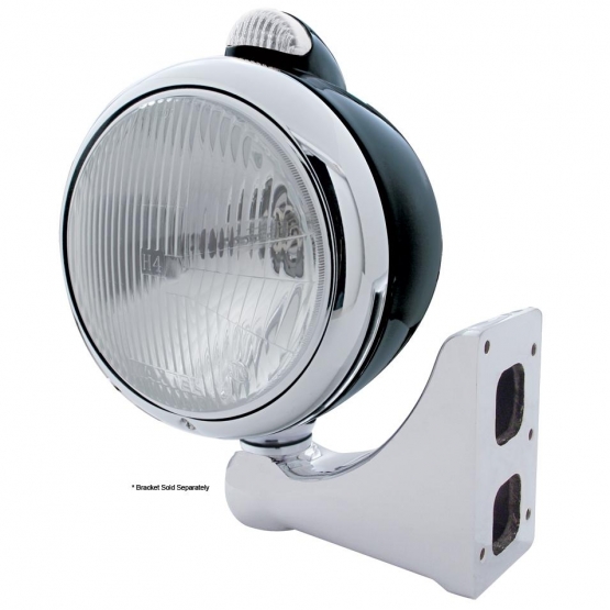 Black Guide 682-C Style Headlight H4 & LED Turn Signal - Clear Lens - Thumbnail 4