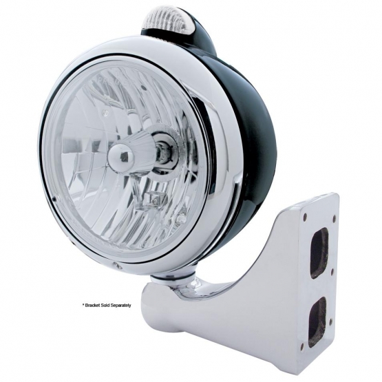 Black Guide 682-C Style Headlight Crystal H4 & LED Signal - Clear Lens - Thumbnail 2
