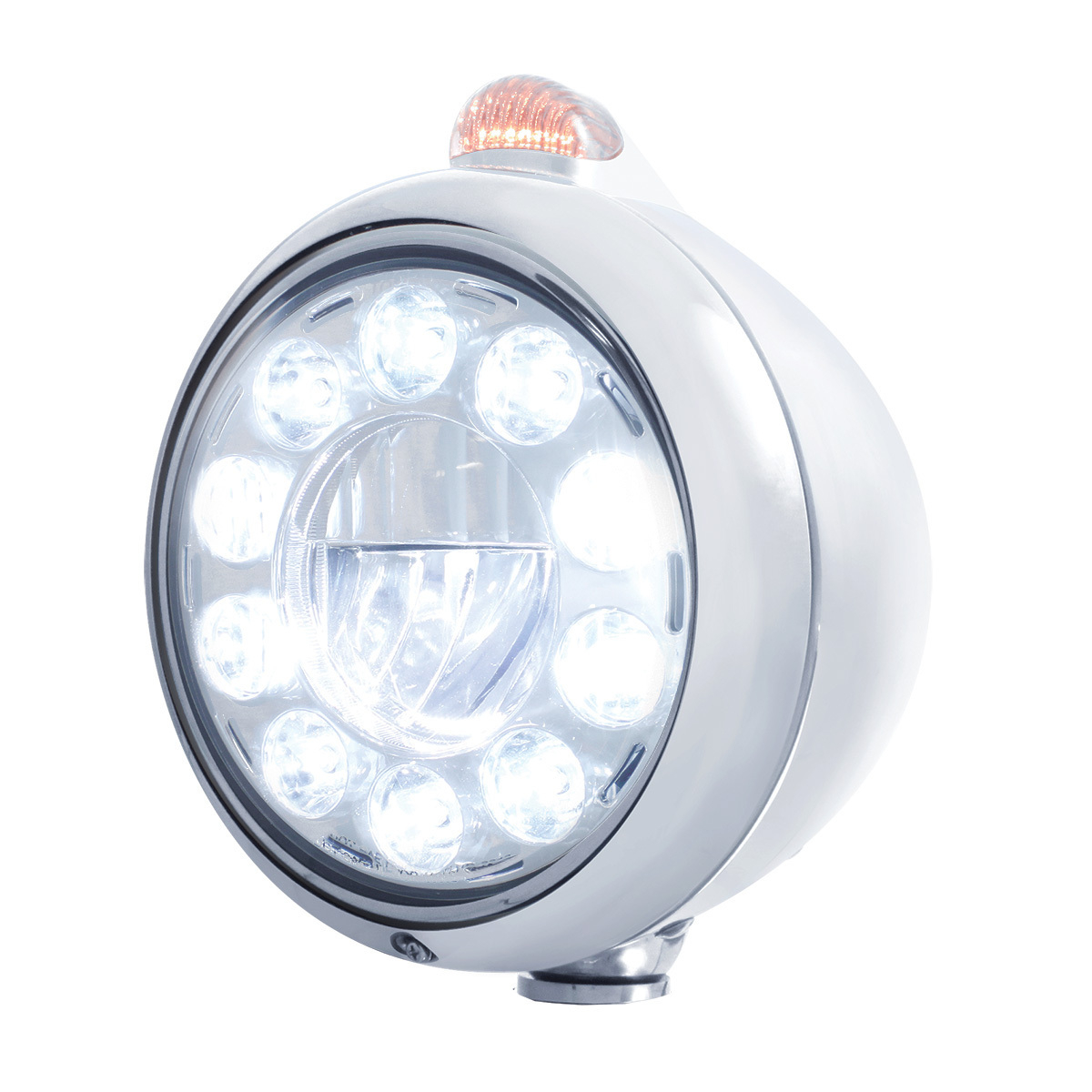 Stainless Steel Guide 682-C Headlight 11 LED Bulb & Dual Mode LED Signal-Clear Lens - Thumbnail 5