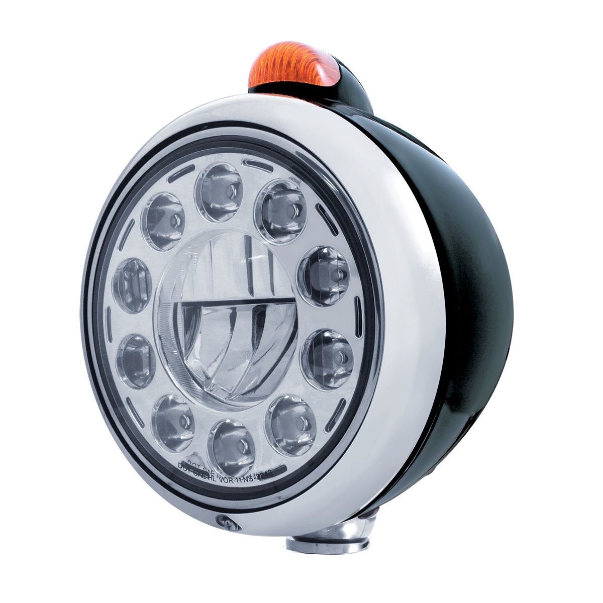 Black Guide 682-C Headlight 11 LED Bulb & Dual Mode LED Signal - Amber Lens