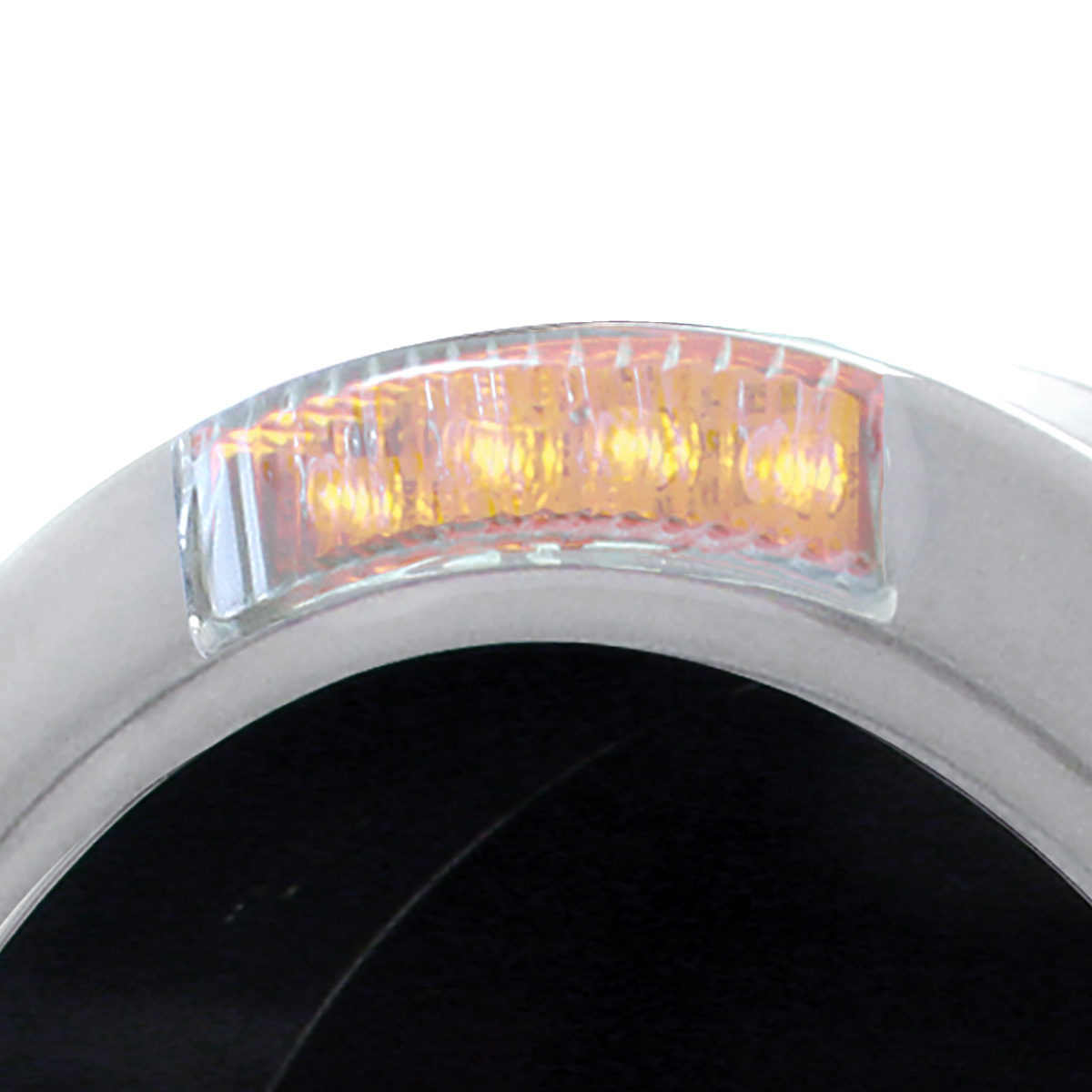 Stainless Steel Bullet Half Moon Headlight No Bulb With LED Turn Signal - Clear Lens - Thumbnail 2