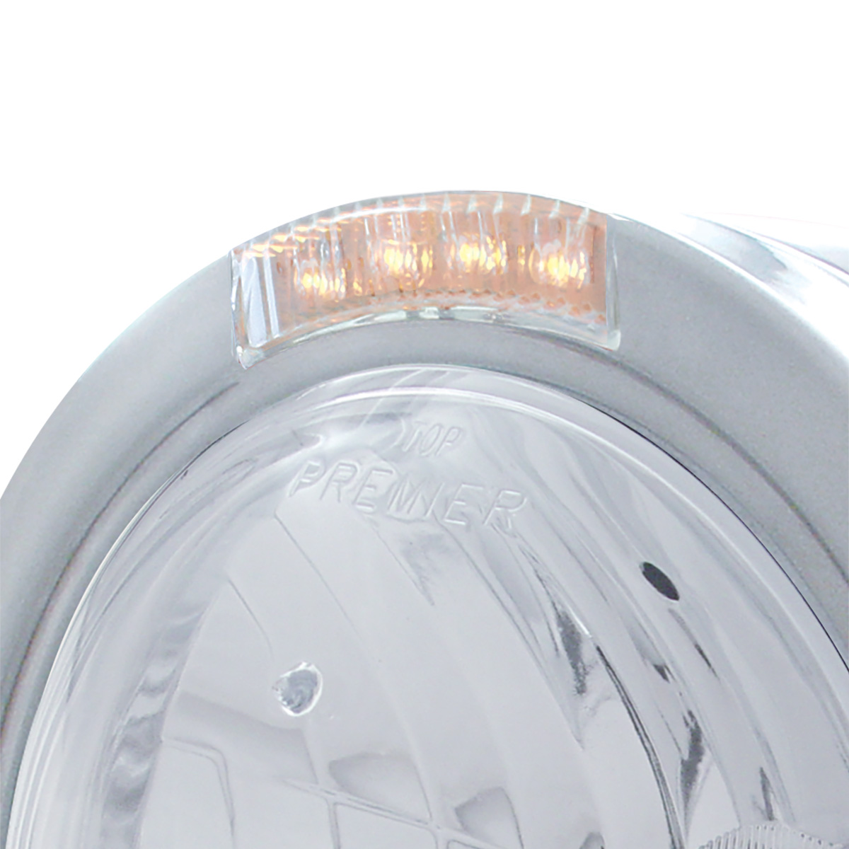 Stainless Steel Bullet Half Moon Headlight Crystal H4 Bulb & LED Turn Signal - Clear Lens - Thumbnail 2