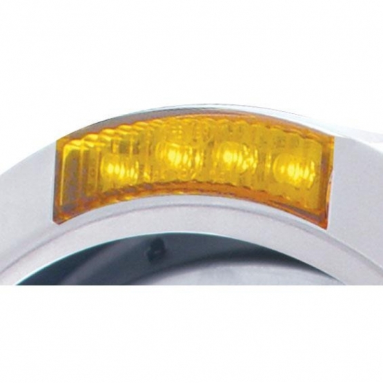 Stainless Steel Bullet Classic Headlight No Bulb With LED Turn Signal - Amber Lens - Thumbnail 4