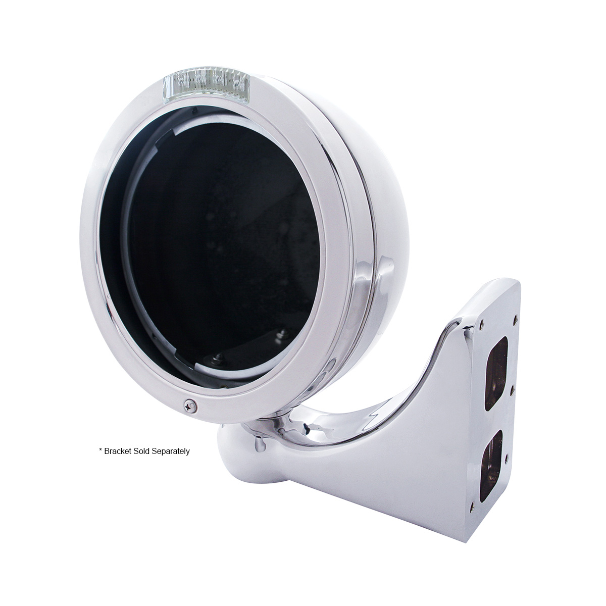 Stainless Steel Bullet Classic Headlight No Bulb With LED Turn Signal - Clear Lens - Thumbnail 3