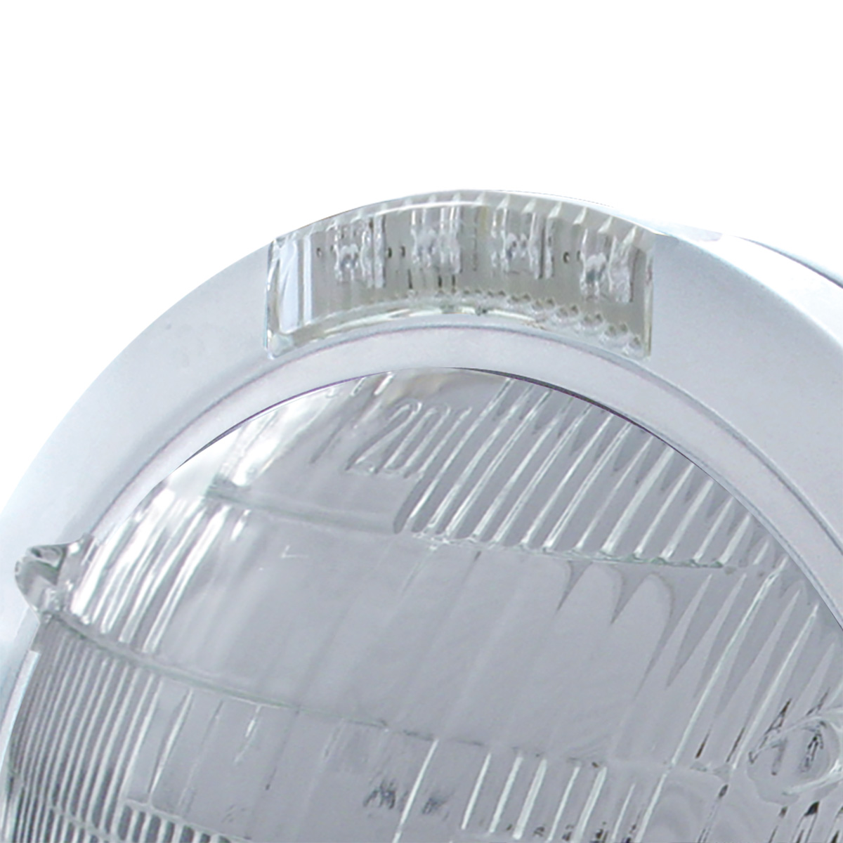 Stainless Steel Bullet Classic Headlight 6014 Bulb & LED Turn Signal - Clear Lens - Thumbnail 2