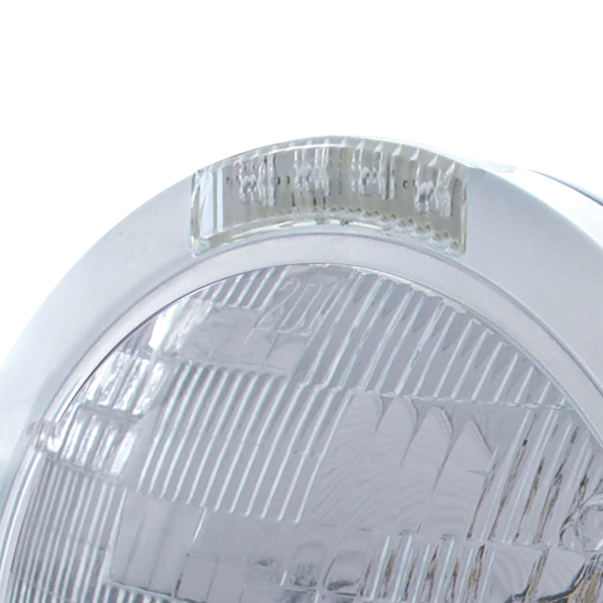 Stainless Steel Bullet Classic Headlight H6024 Bulb & LED Turn Signal - Clear Lens - Thumbnail 2