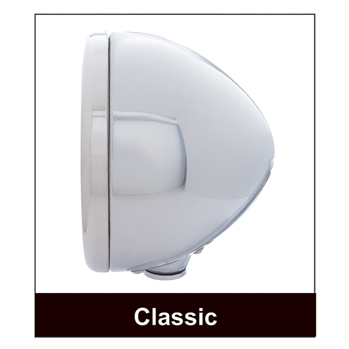 Stainless Steel Classic Headlight 6014 Bulb & LED Turn Signal - Amber Lens - Thumbnail 5