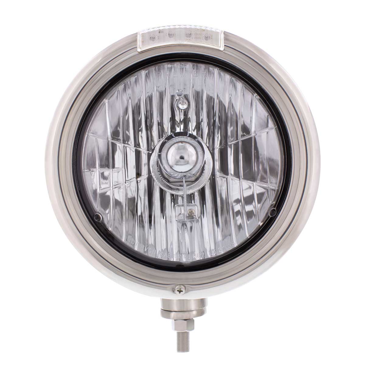 Stainless Steel Classic Headlight Crystal H4 Bulb & LED Turn Signal - Clear Lens - Thumbnail 2