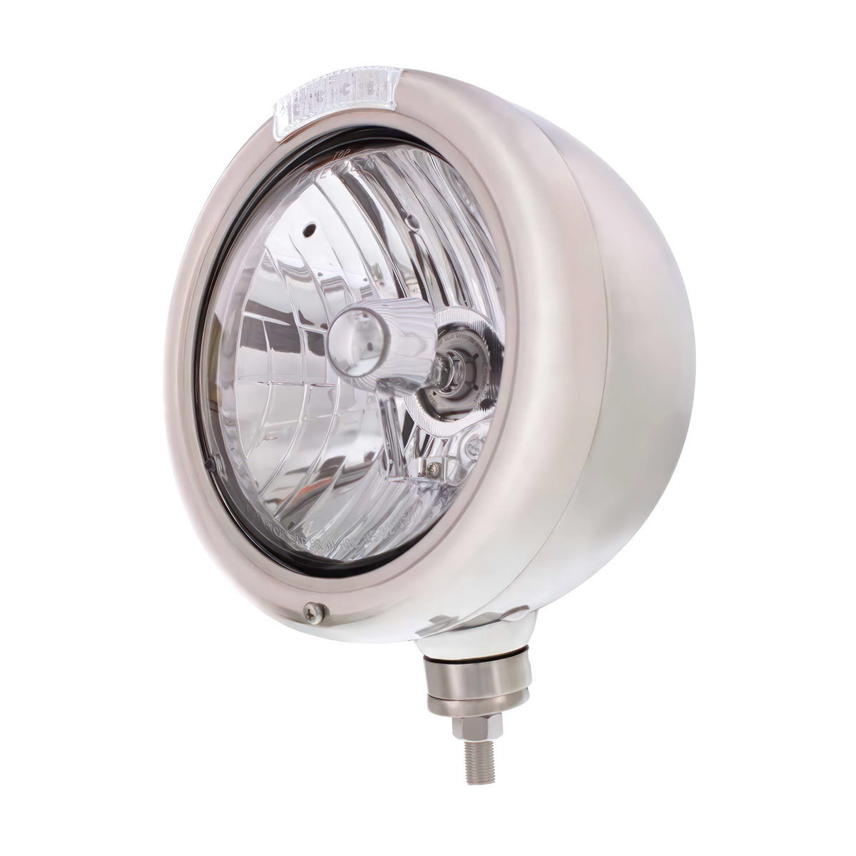 Stainless Steel Classic Headlight Crystal H4 Bulb & LED Turn Signal - Clear Lens - Thumbnail 4