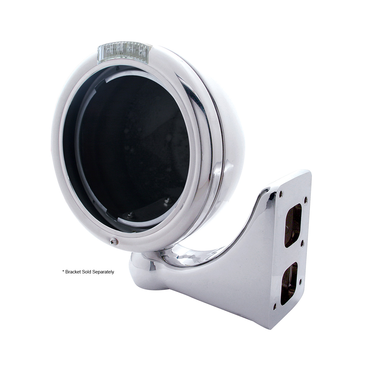 Chrome Classic Headlight No Bulb With LED Turn Signal - Amber LED/Clear Lens - Thumbnail 3