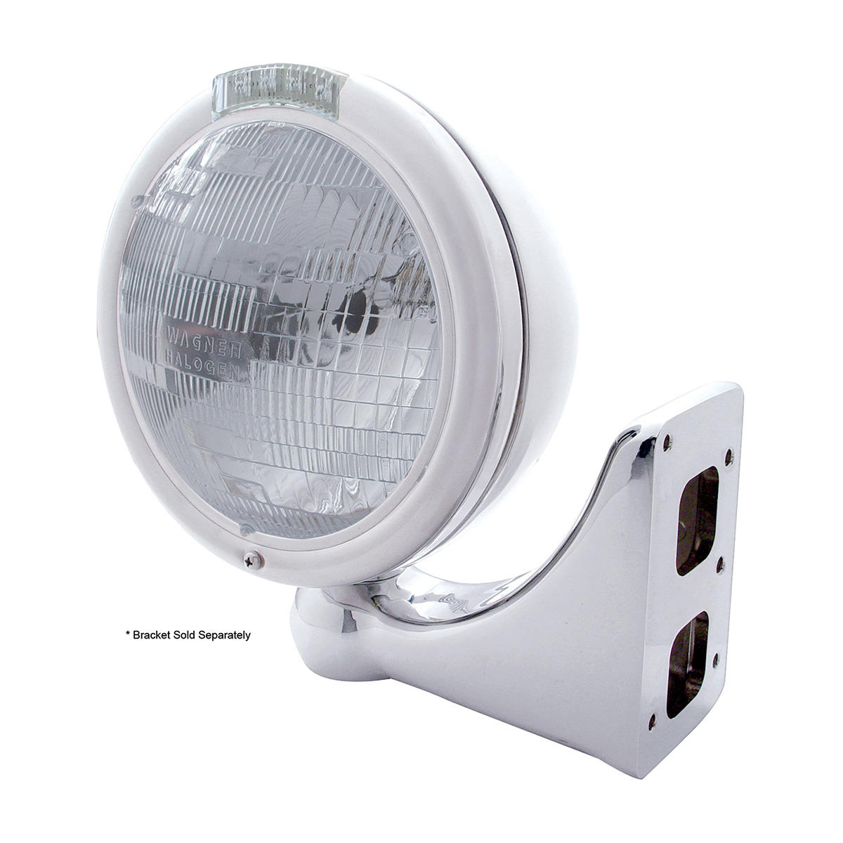 Chrome Classic Headlight H6024 Bulb & LED Turn Signal - Clear Lens - Thumbnail 4