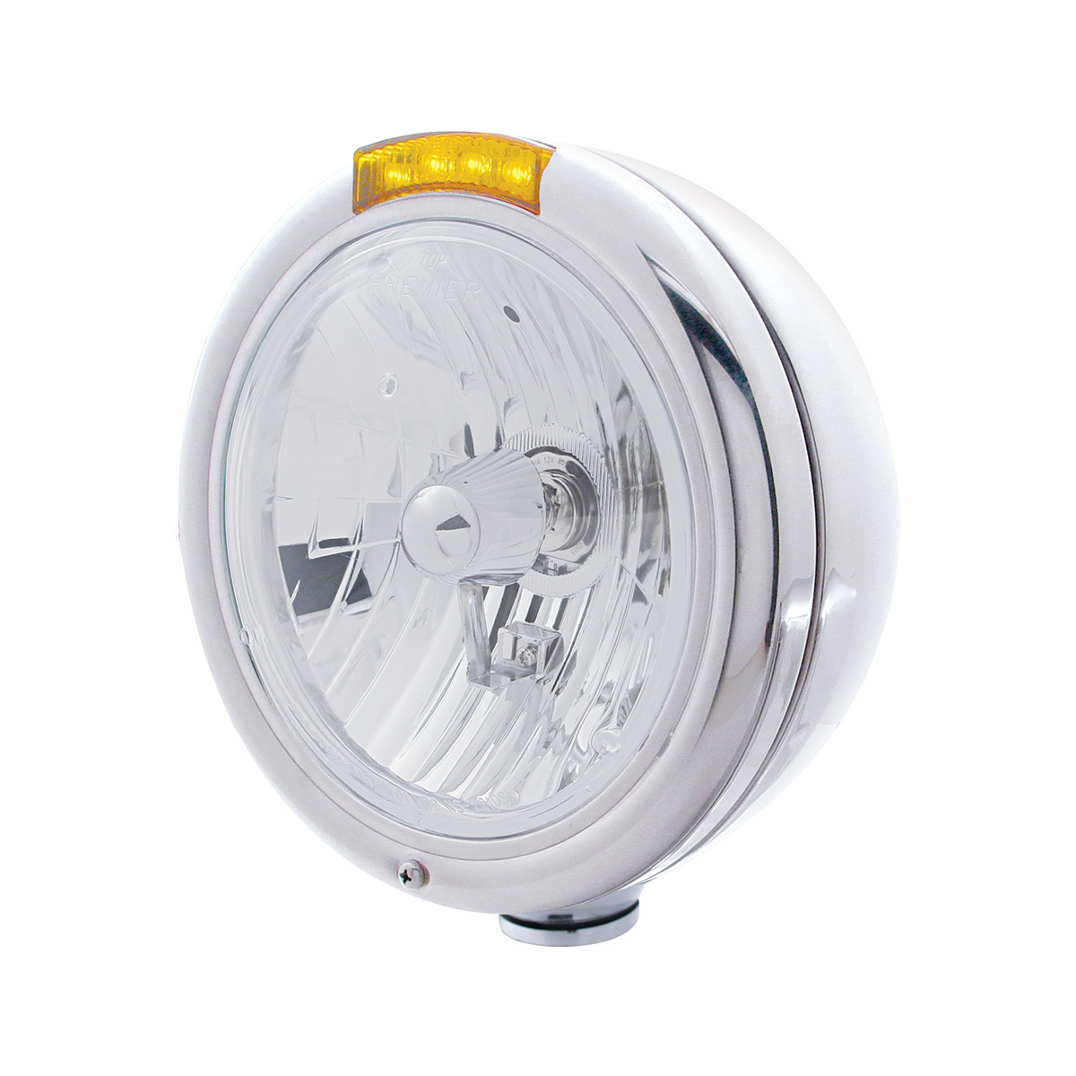 Chrome Classic Headlight Crystal H4 Bulb & LED Turn Signal - Amber Lens - Thumbnail 5