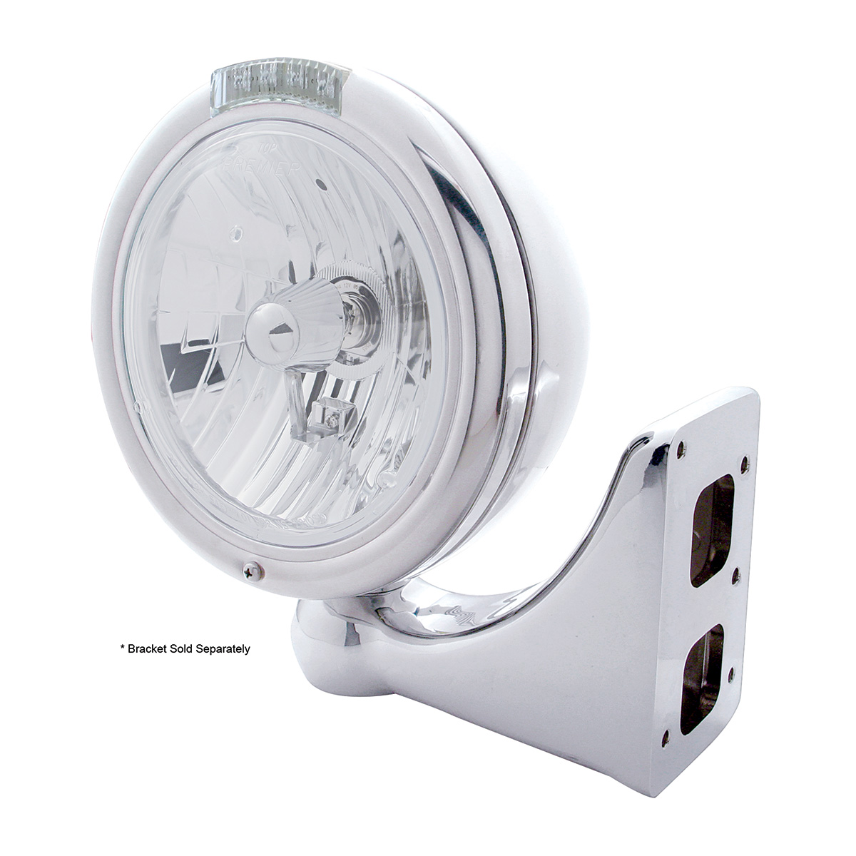 Chrome Classic Headlight Crystal H4 Bulb & LED Turn Signal - Clear Lens - Thumbnail 4