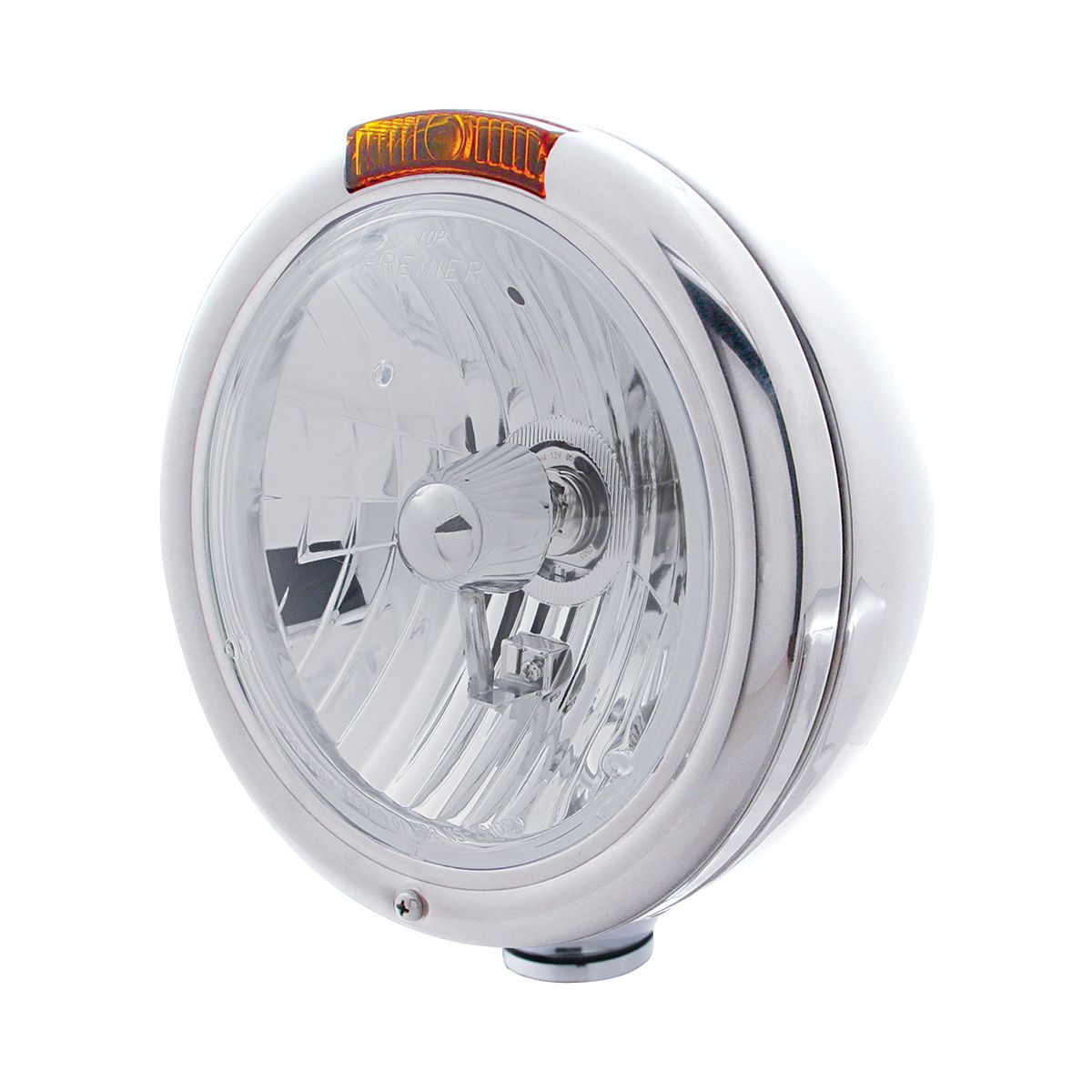 Chrome Classic Headlight Crystal H4 Bulb & Turn Signal - Amber Lens