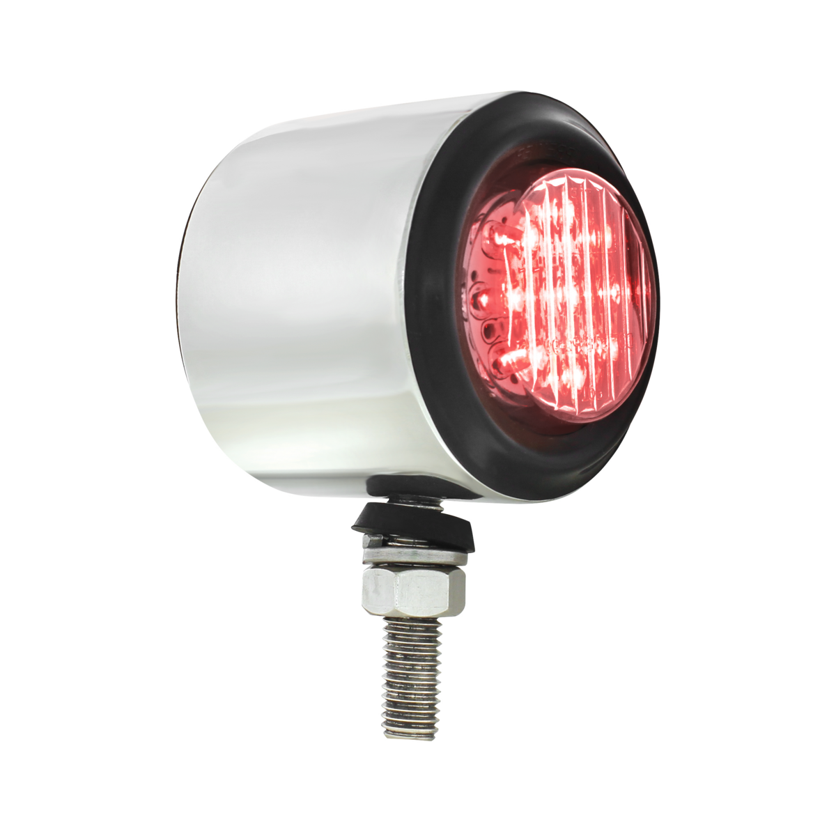 SS 2" Double Face Light With 9 LED 2" Lights & Grommets - Amber & Red LED/Clear Lens - Thumbnail 2