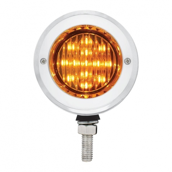 Stainless 2.5" Double Face Light With LED Lights & Bezels - Amber & Red LED/Amber & Red Lens - Thumbnail 3