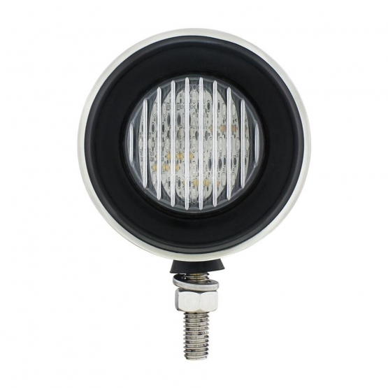Stainless 2.5" Double Face Light With LED Lights & Grommets - Amber & Red LED/Clear Lens - Thumbnail 4
