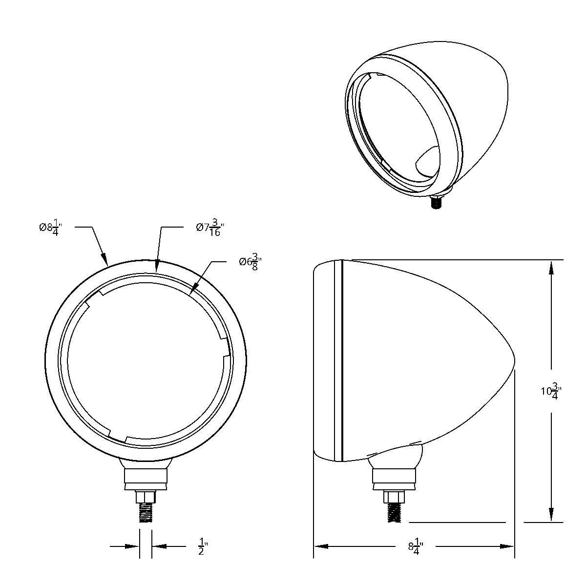 Chrome Guide 682-C Headlight Housing - Thumbnail 4