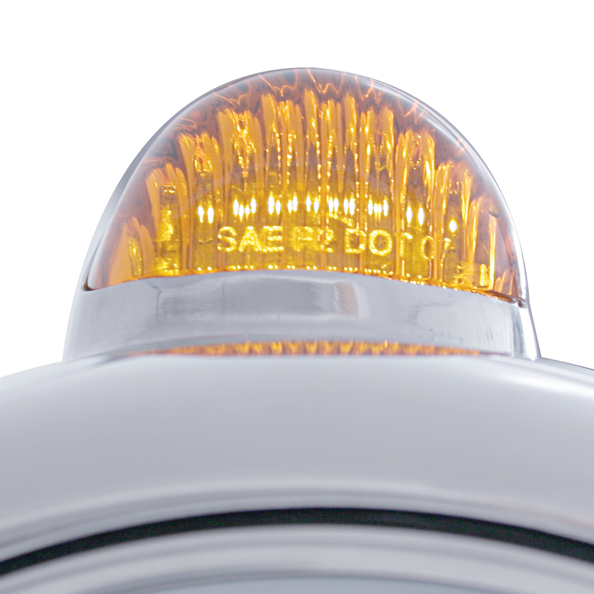 Stainless Steel Guide 682-C Headlight H4 With 6 Amber LED & Dual Mode LED Signal-Amber Lens - Thumbnail 2
